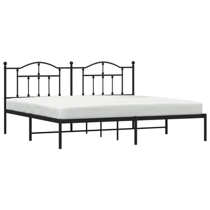 Bedframe Metaal 193 x 203 cm Zwart met hoofdbord