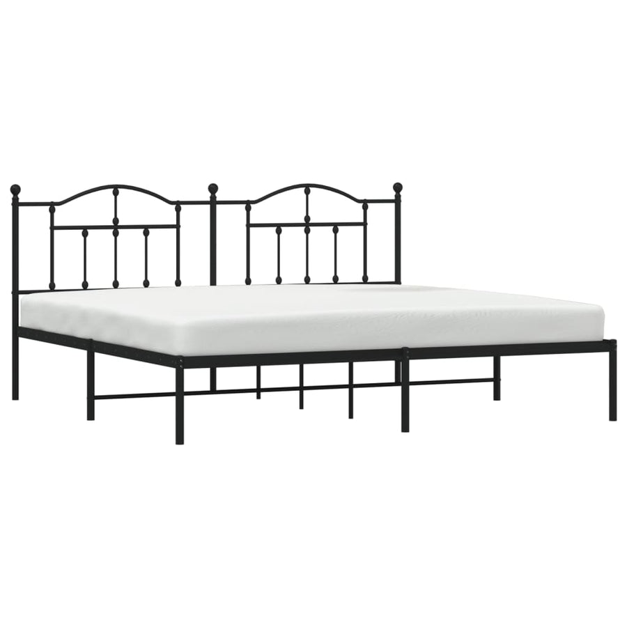 Bedframe Metaal 193 x 203 cm Zwart met hoofdbord