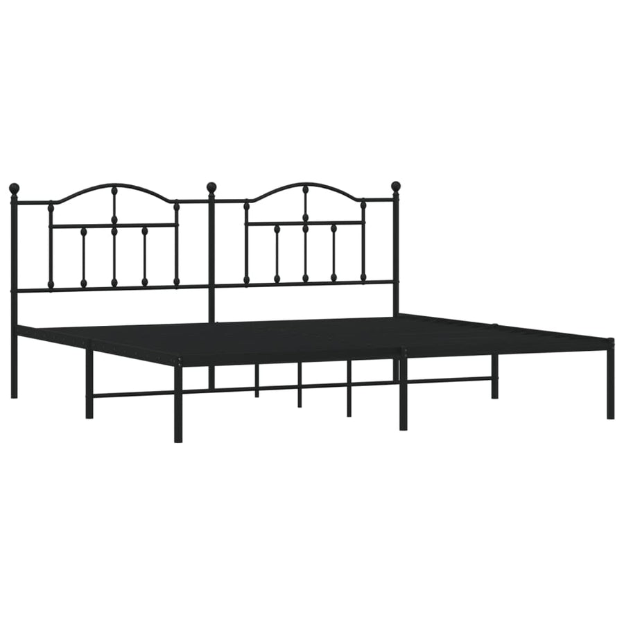 Bedframe Metaal 193 x 203 cm Zwart met hoofdbord