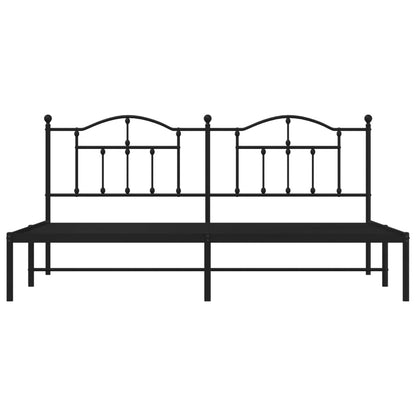 Bedframe Metaal 193 x 203 cm Zwart met hoofdbord
