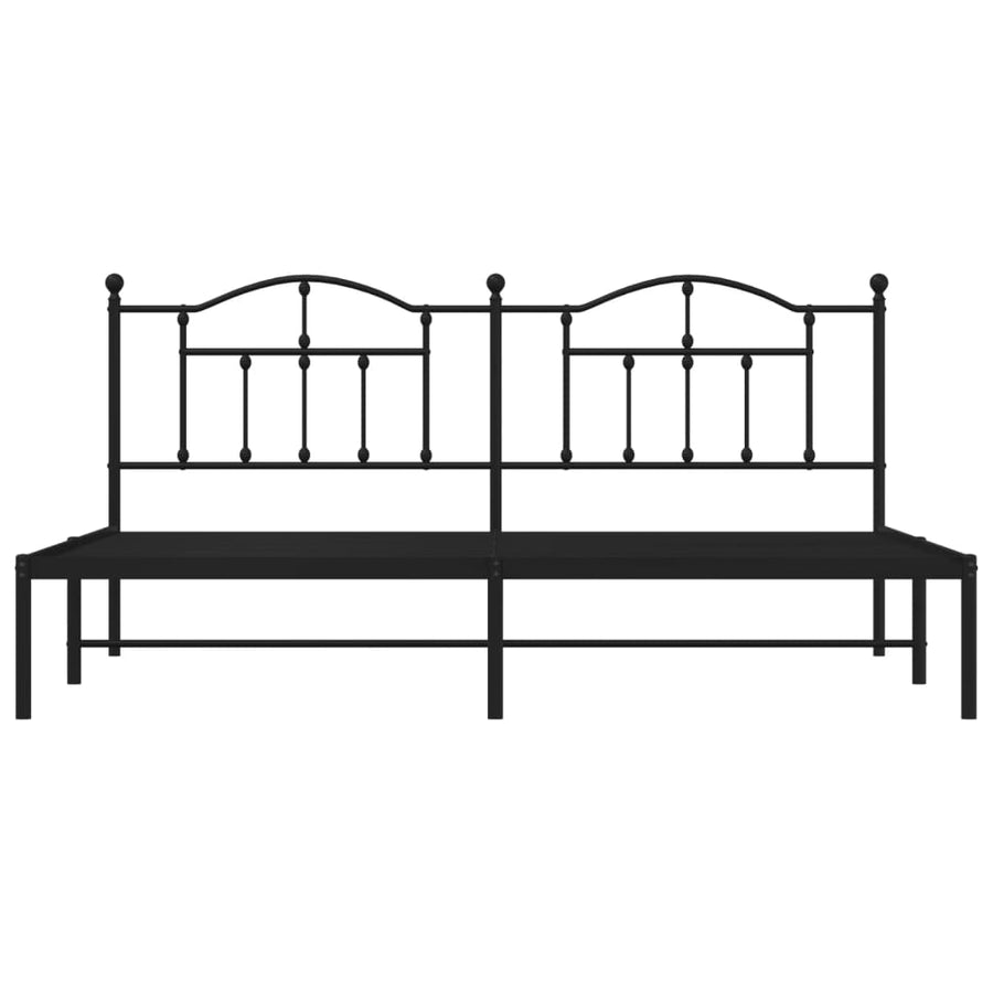 Bedframe Metaal 193 x 203 cm Zwart met hoofdbord