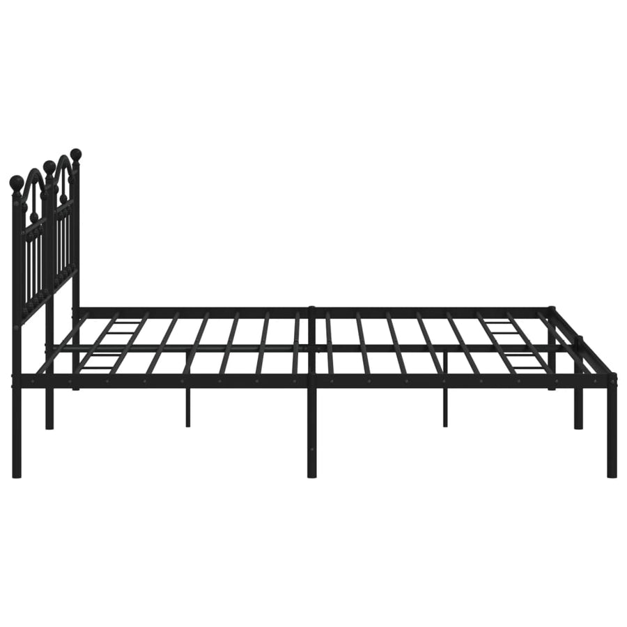 Bedframe Metaal 193 x 203 cm Zwart met hoofdbord