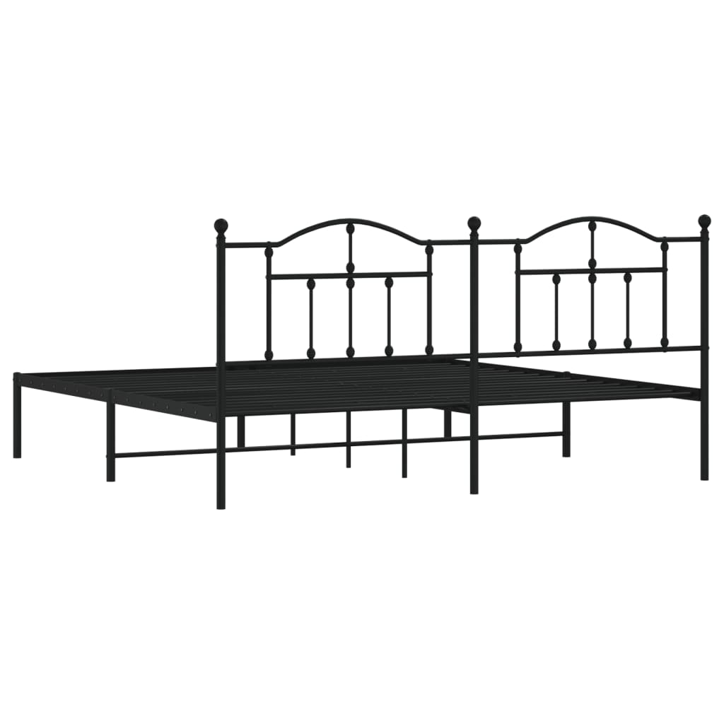 Bedframe Metaal 193 x 203 cm Zwart met hoofdbord