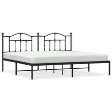 Bedframe Metaal 200 x 200 cm Zwart met hoofdbord