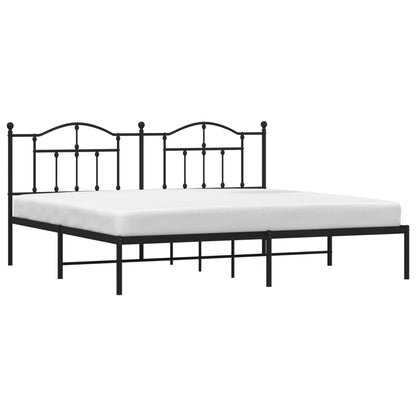 Bedframe Metaal 200 x 200 cm Zwart met hoofdbord
