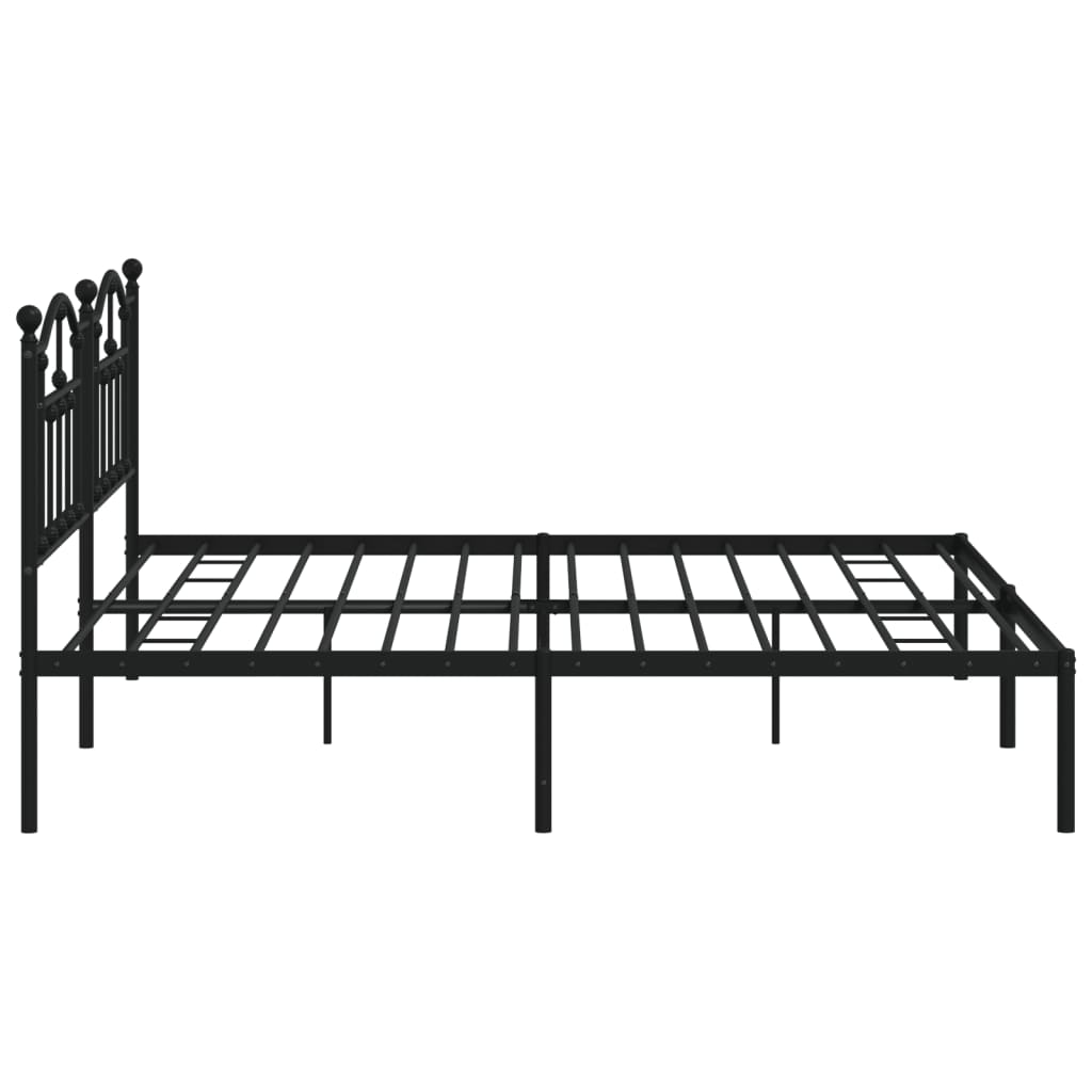 Bedframe Metaal 200 x 200 cm Zwart met hoofdbord
