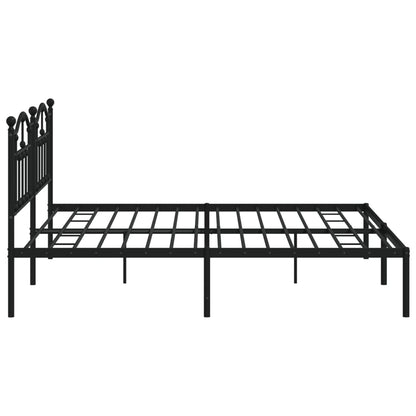 Bedframe Metaal 200 x 200 cm Zwart met hoofdbord