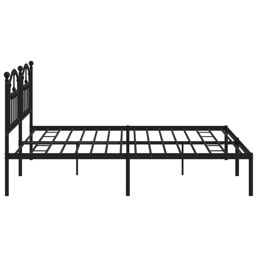 Bedframe Metaal 200 x 200 cm Zwart met hoofdbord