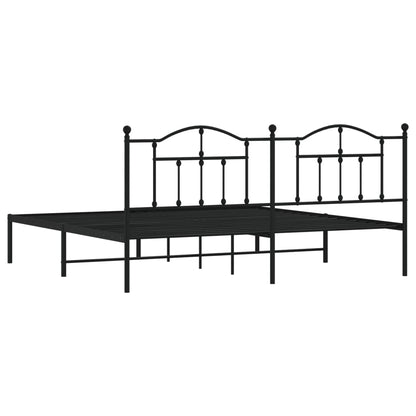 Bedframe Metaal 200 x 200 cm Zwart met hoofdbord
