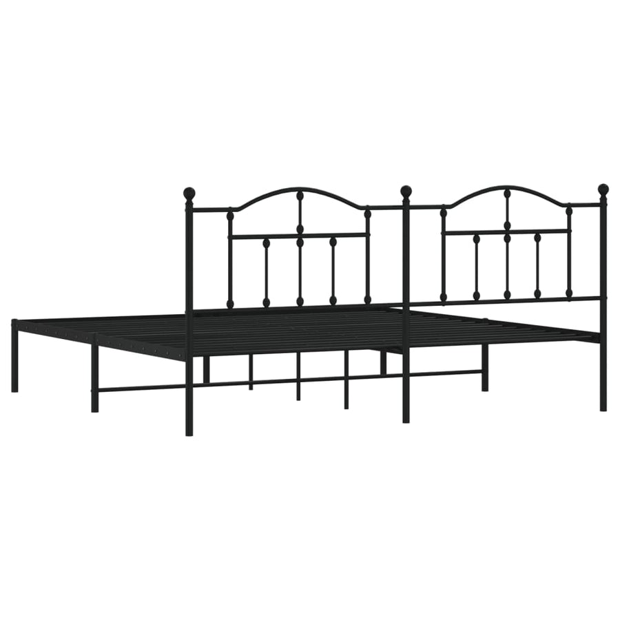 Bedframe Metaal 200 x 200 cm Zwart met hoofdbord