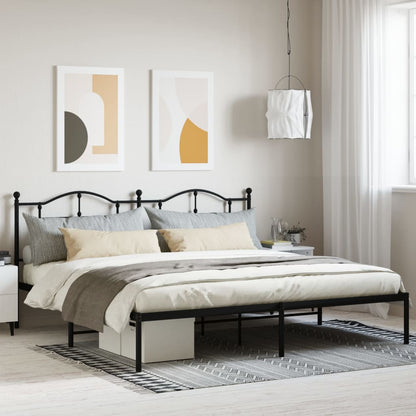 Bedframe Metaal 200 x 200 cm Zwart met hoofdbord