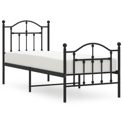 Bedframe Met Hoofd- En Voeteneinde Metaal 75 x 190 cm Zwart met hoofdbord & voetbord