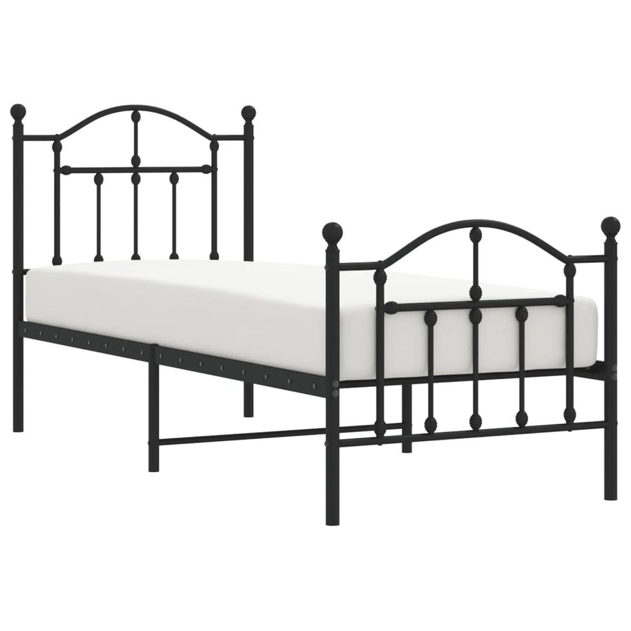 Bedframe Met Hoofd- En Voeteneinde Metaal 75 x 190 cm Zwart met hoofdbord & voetbord