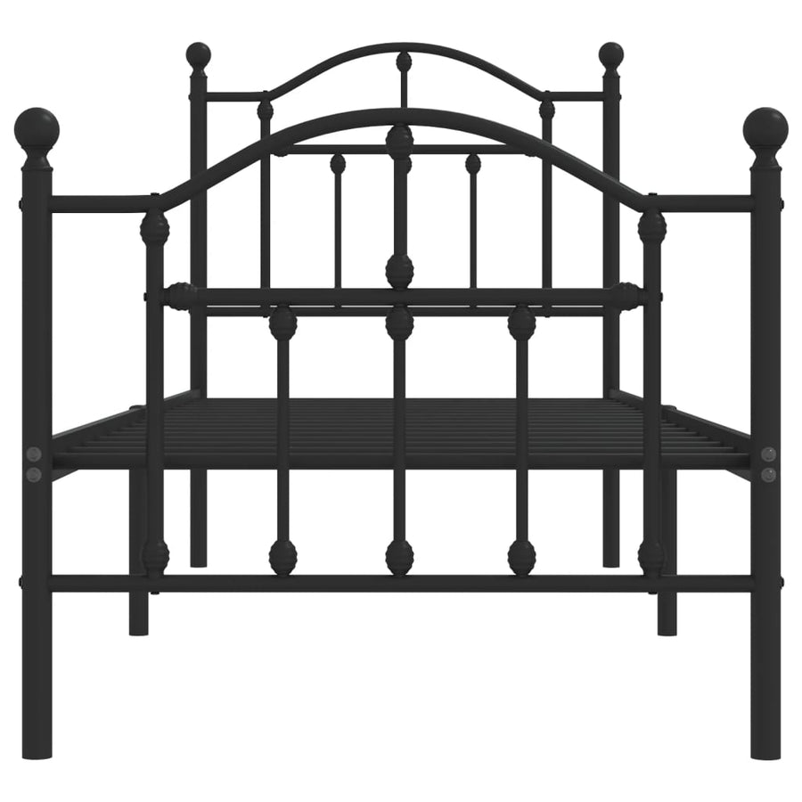 Bedframe Met Hoofd- En Voeteneinde Metaal 75 x 190 cm Zwart met hoofdbord & voetbord