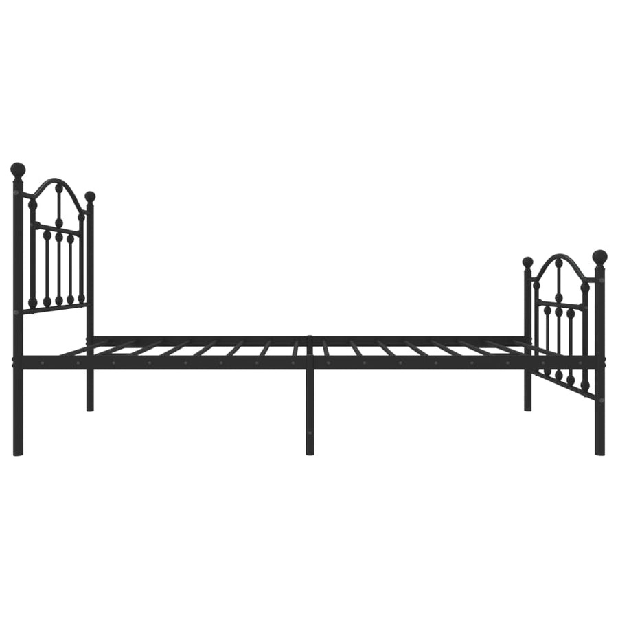 Bedframe Met Hoofd- En Voeteneinde Metaal 75 x 190 cm Zwart met hoofdbord & voetbord