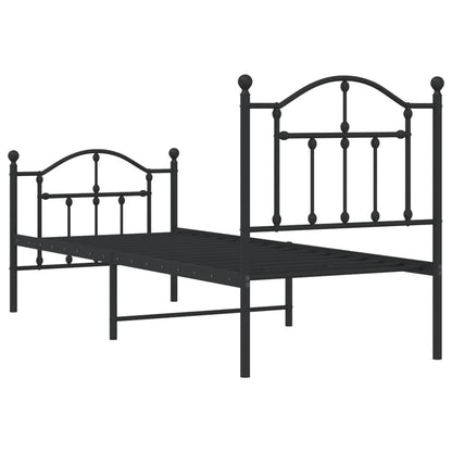 Bedframe Met Hoofd- En Voeteneinde Metaal 75 x 190 cm Zwart met hoofdbord & voetbord