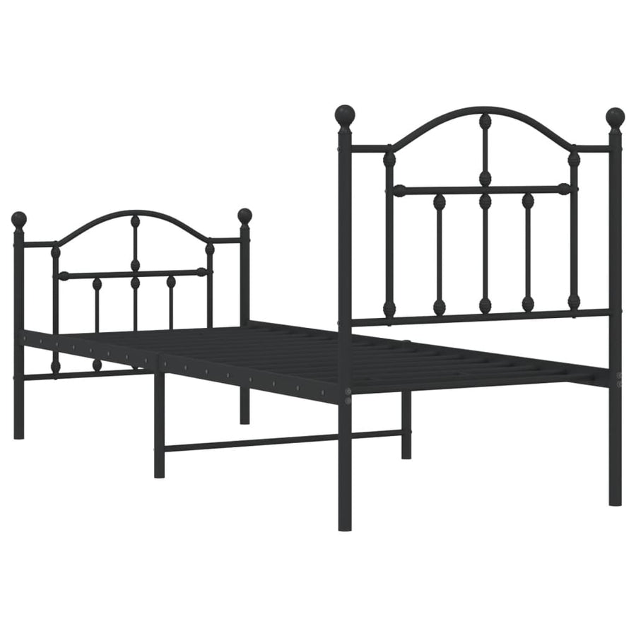 Bedframe Met Hoofd- En Voeteneinde Metaal 75 x 190 cm Zwart met hoofdbord & voetbord