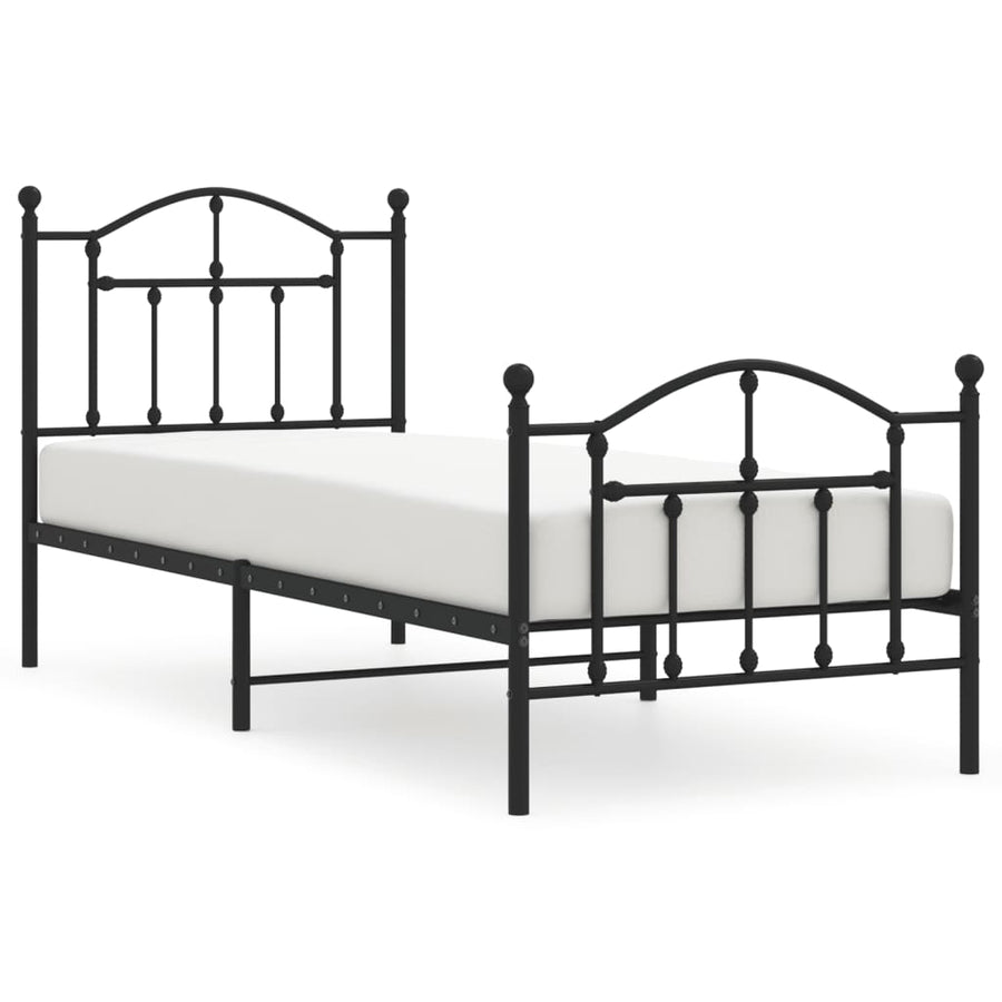 Bedframe Met Hoofd- En Voeteneinde Metaal 80 x 200 cm Zwart met hoofdbord & voetbord