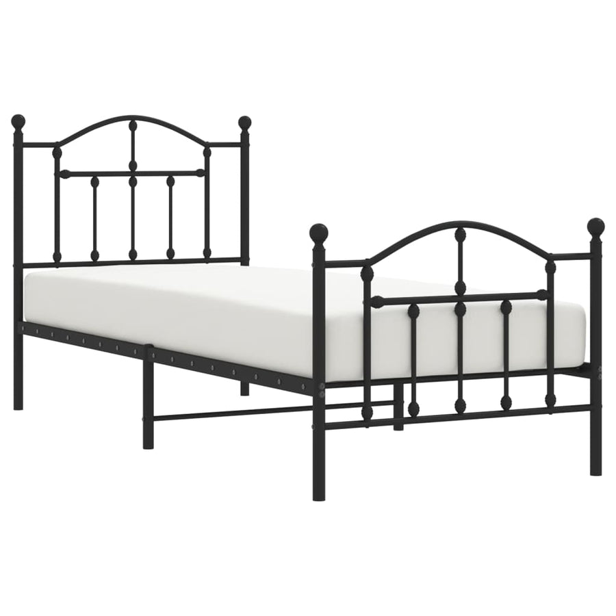 Bedframe Met Hoofd- En Voeteneinde Metaal 80 x 200 cm Zwart met hoofdbord & voetbord