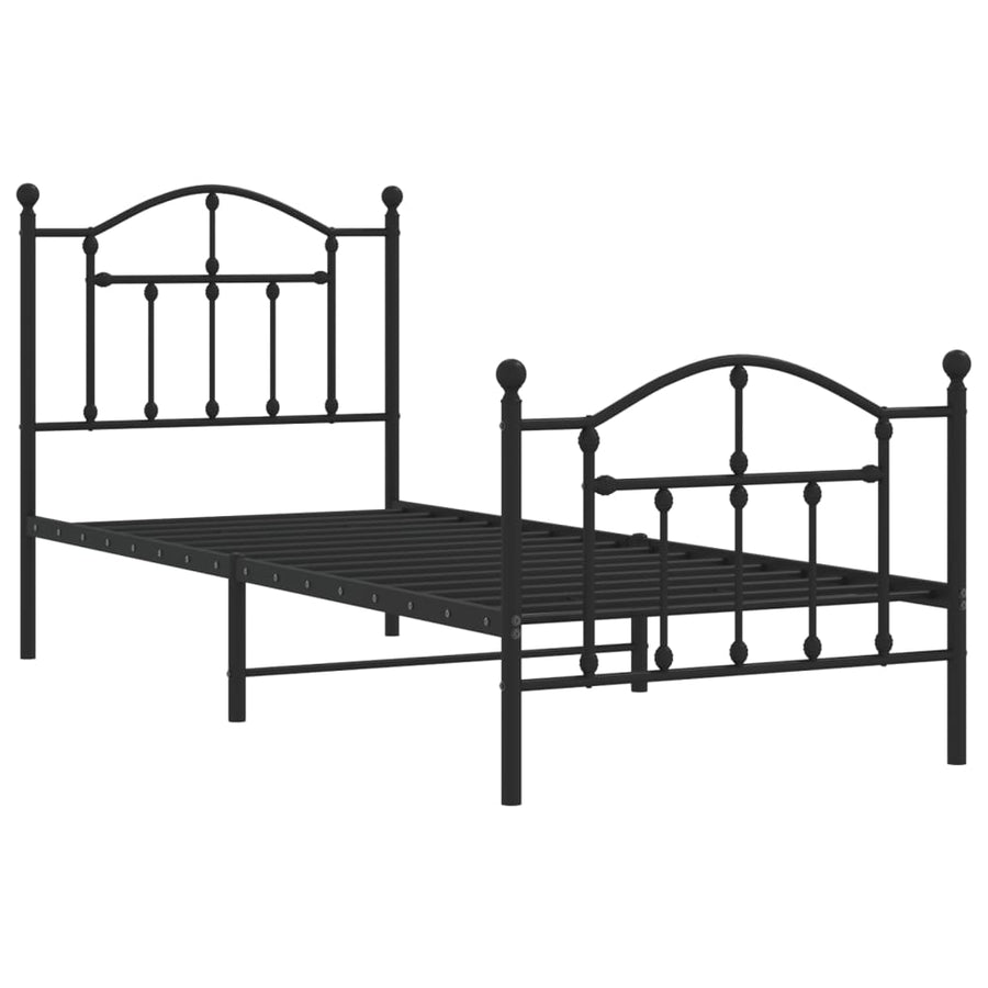 Bedframe Met Hoofd- En Voeteneinde Metaal 80 x 200 cm Zwart met hoofdbord & voetbord