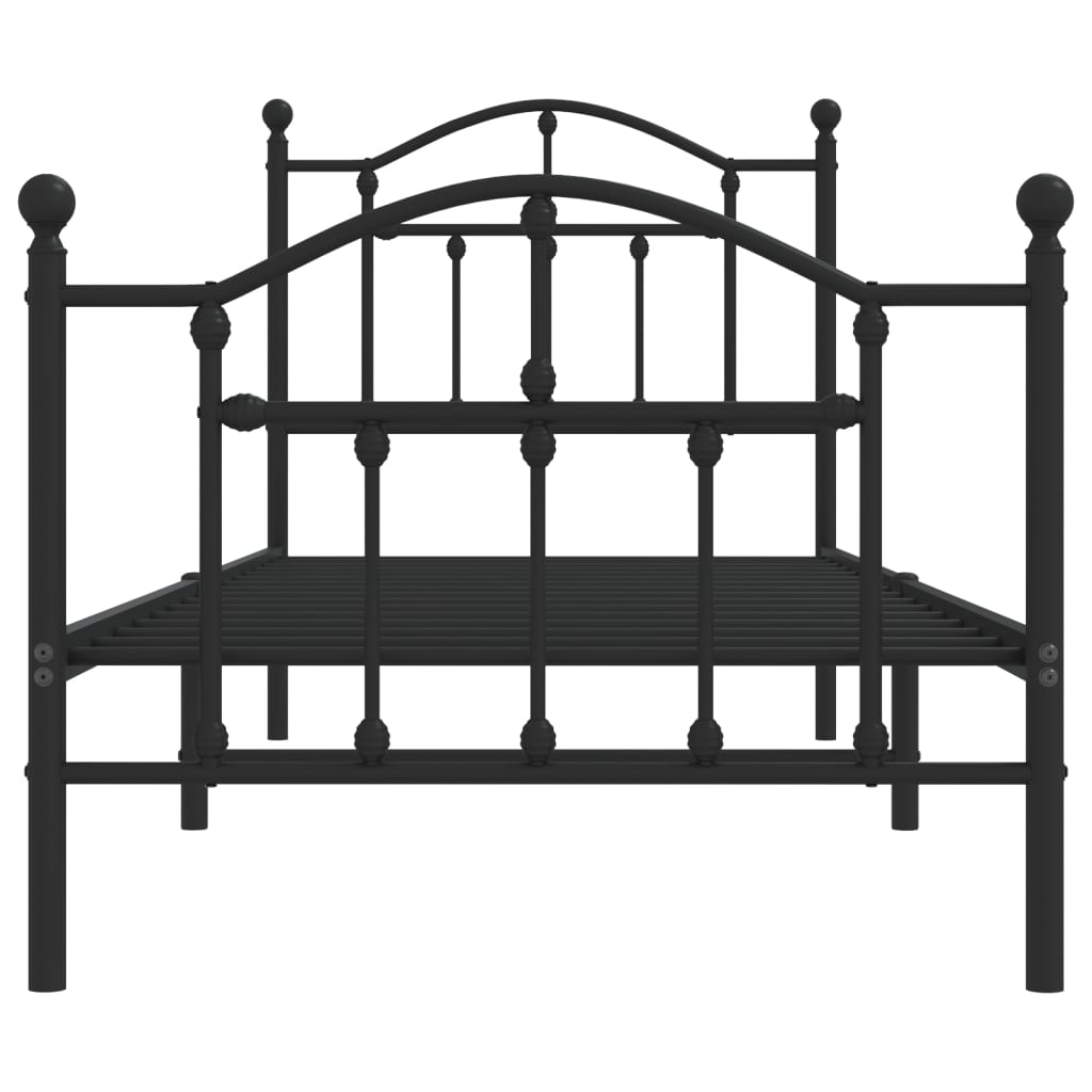 Bedframe Met Hoofd- En Voeteneinde Metaal 80 x 200 cm Zwart met hoofdbord & voetbord