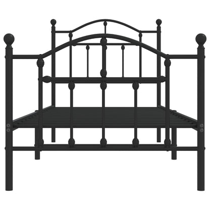 Bedframe Met Hoofd- En Voeteneinde Metaal 80 x 200 cm Zwart met hoofdbord & voetbord