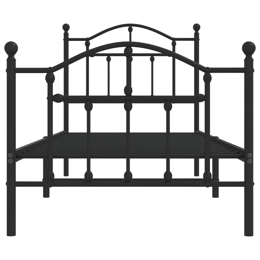 Bedframe Met Hoofd- En Voeteneinde Metaal 80 x 200 cm Zwart met hoofdbord & voetbord
