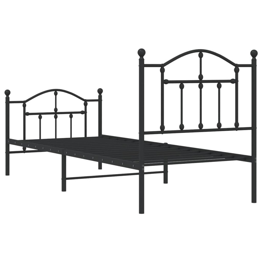 Bedframe Met Hoofd- En Voeteneinde Metaal 80 x 200 cm Zwart met hoofdbord & voetbord