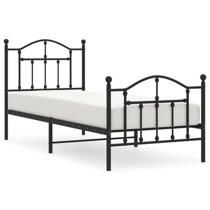 Bedframe Met Hoofd- En Voeteneinde Metaal 90 x 190 cm Zwart met hoofdbord & voetbord
