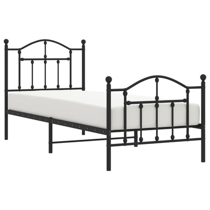 Bedframe Met Hoofd- En Voeteneinde Metaal 90 x 190 cm Zwart met hoofdbord & voetbord