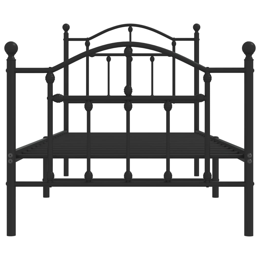 Bedframe Met Hoofd- En Voeteneinde Metaal 90 x 190 cm Zwart met hoofdbord & voetbord