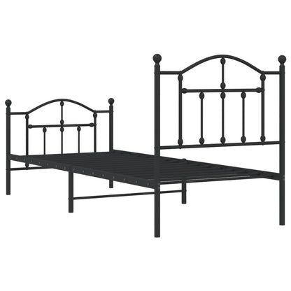 Bedframe Met Hoofd- En Voeteneinde Metaal 90 x 190 cm Zwart met hoofdbord & voetbord