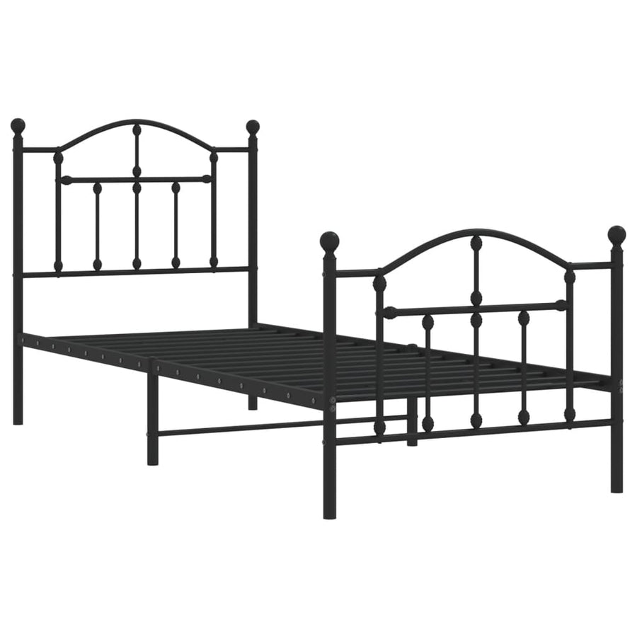 Bedframe Met Hoofd- En Voeteneinde Metaal 90 x 200 cm Zwart met hoofdbord & voetbord