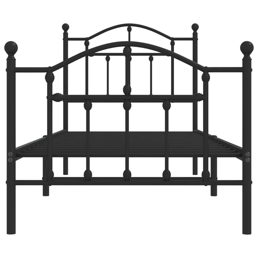 Bedframe Met Hoofd- En Voeteneinde Metaal 90 x 200 cm Zwart met hoofdbord & voetbord