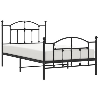 Bedframe Met Hoofd- En Voeteneinde Metaal 100 x 190 cm Zwart met hoofdbord & voetbord