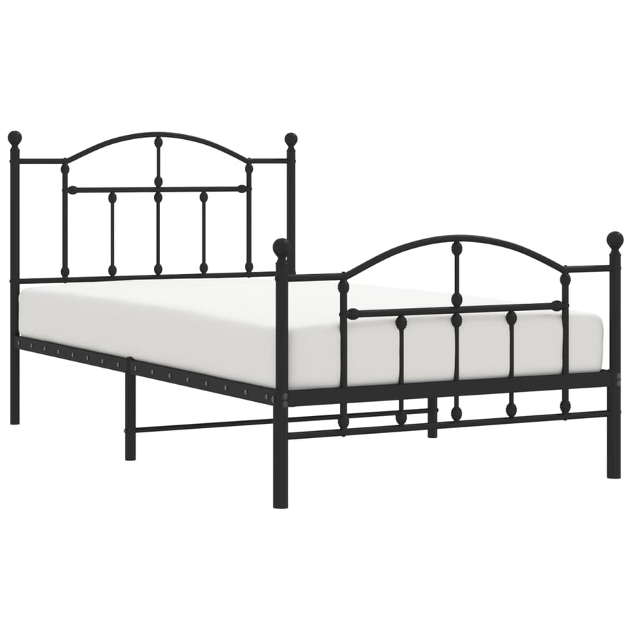 Bedframe Met Hoofd- En Voeteneinde Metaal 100 x 190 cm Zwart met hoofdbord & voetbord