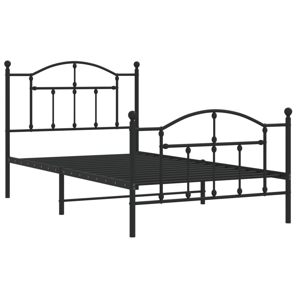 Bedframe Met Hoofd- En Voeteneinde Metaal 100 x 190 cm Zwart met hoofdbord & voetbord