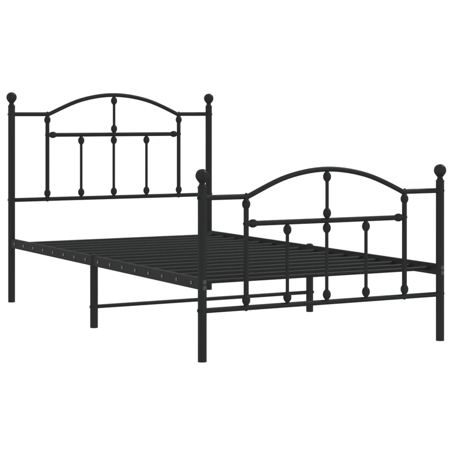 Bedframe Met Hoofd- En Voeteneinde Metaal 100 x 190 cm Zwart met hoofdbord & voetbord