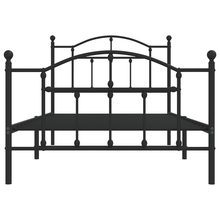 Bedframe Met Hoofd- En Voeteneinde Metaal 100 x 190 cm Zwart met hoofdbord & voetbord