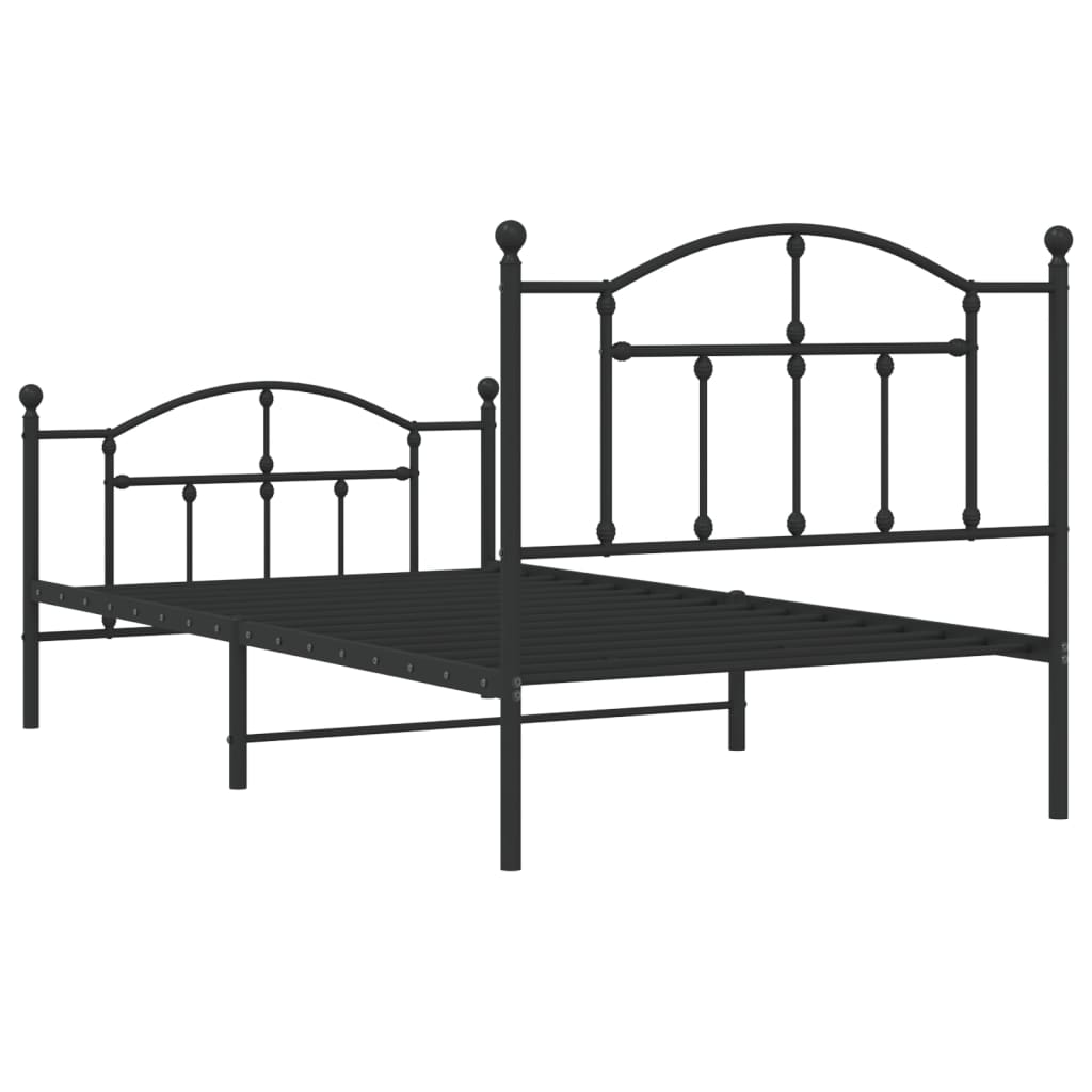 Bedframe Met Hoofd- En Voeteneinde Metaal 100 x 190 cm Zwart met hoofdbord & voetbord