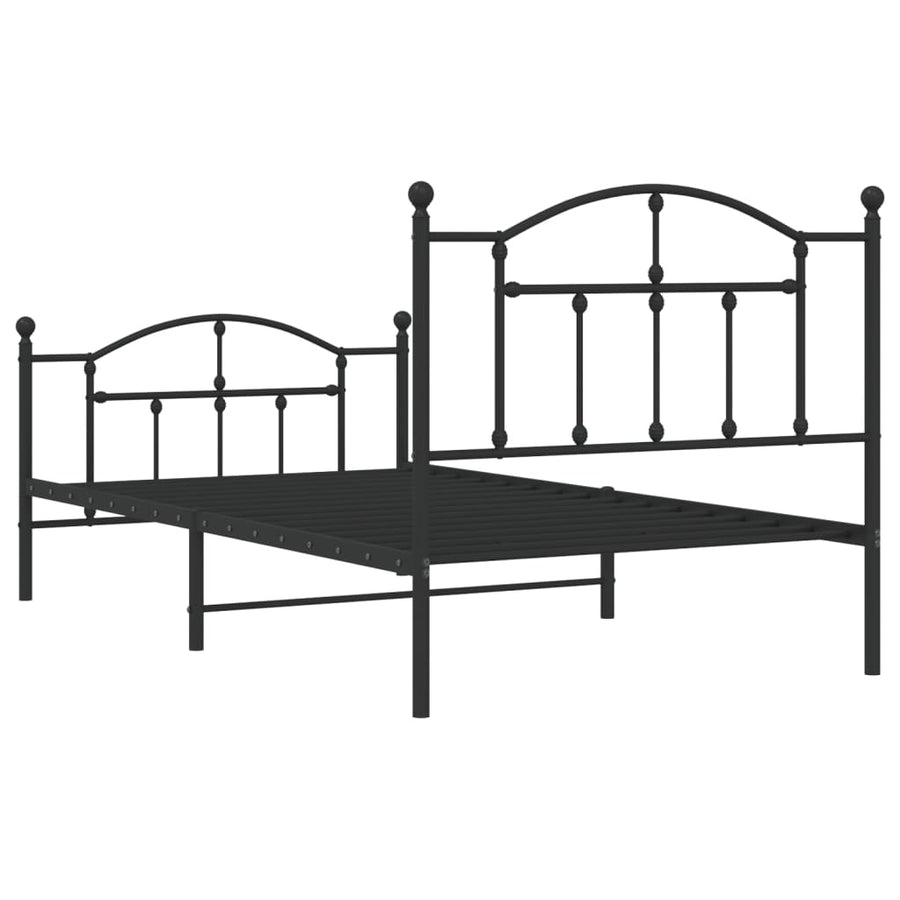 Bedframe Met Hoofd- En Voeteneinde Metaal 100 x 190 cm Zwart met hoofdbord & voetbord