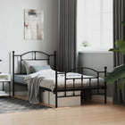 Bedframe Met Hoofd- En Voeteneinde Metaal 100 x 190 cm Zwart met hoofdbord & voetbord