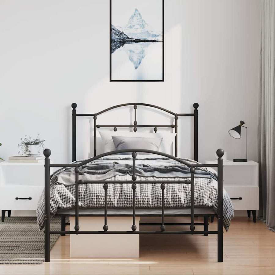 Bedframe Met Hoofd- En Voeteneinde Metaal 100 x 200 cm Zwart