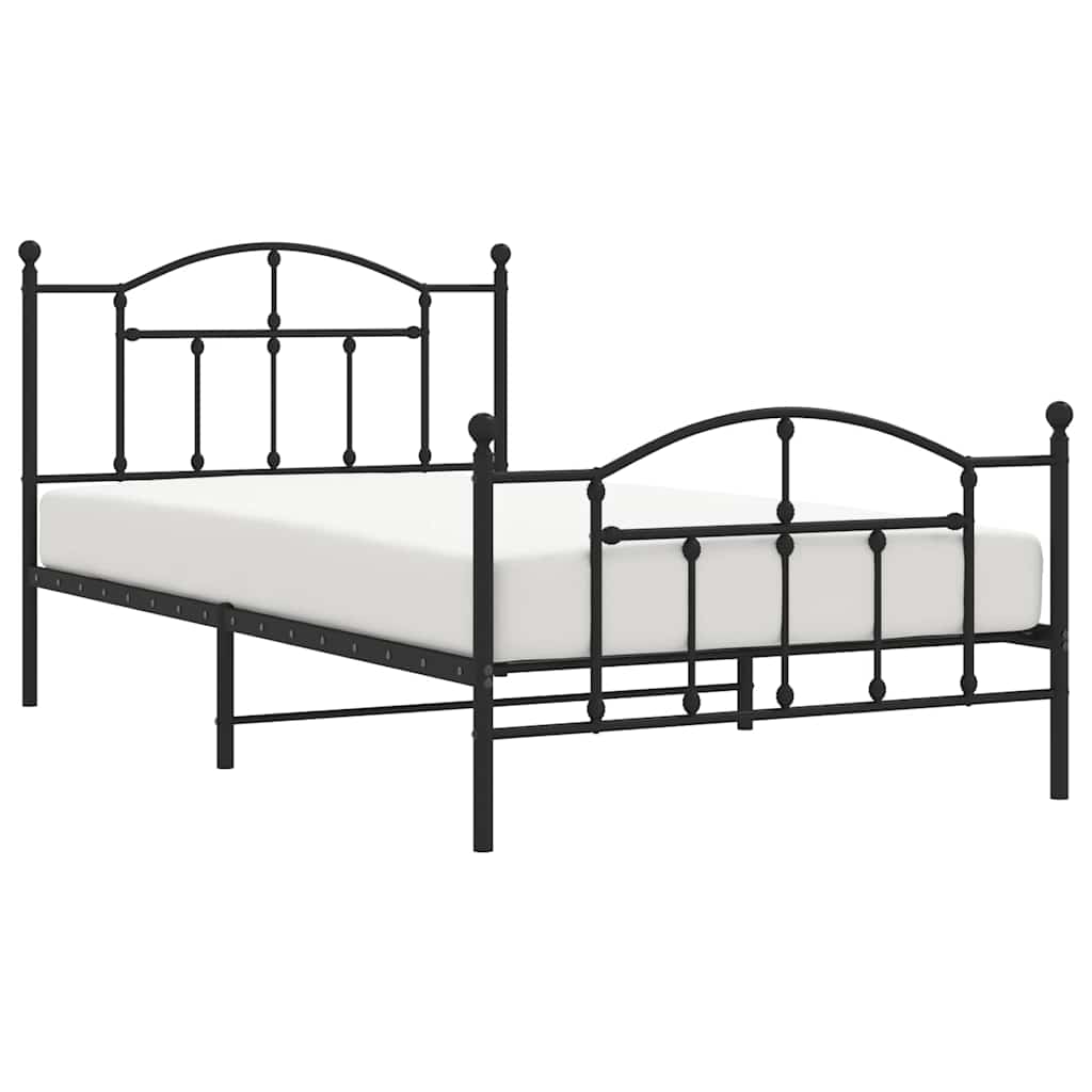 Bedframe Met Hoofd- En Voeteneinde Metaal 100 x 200 cm Zwart