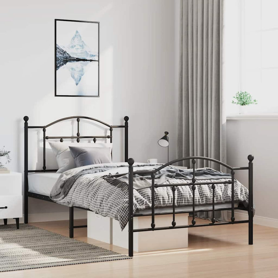 Bedframe Met Hoofd- En Voeteneinde Metaal 100 x 200 cm Zwart