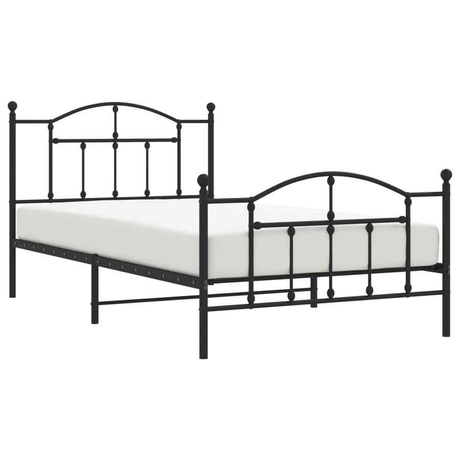 Bedframe Met Hoofd- En Voeteneinde Metaal 107 x 203 cm Zwart met hoofdbord & voetbord