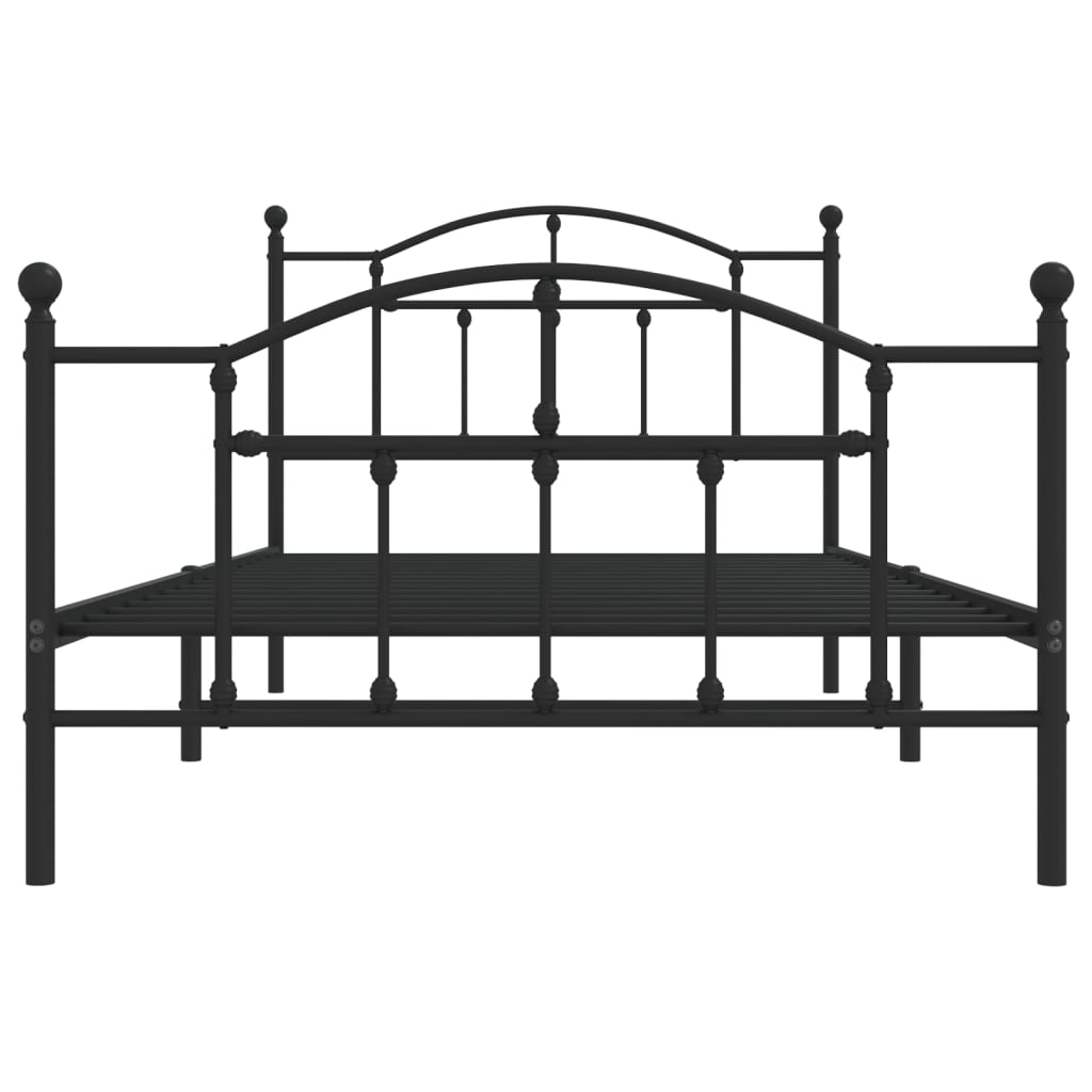 Bedframe Met Hoofd- En Voeteneinde Metaal 107 x 203 cm Zwart met hoofdbord & voetbord