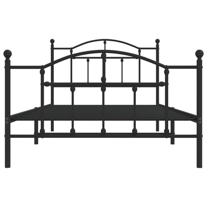 Bedframe Met Hoofd- En Voeteneinde Metaal 107 x 203 cm Zwart met hoofdbord & voetbord