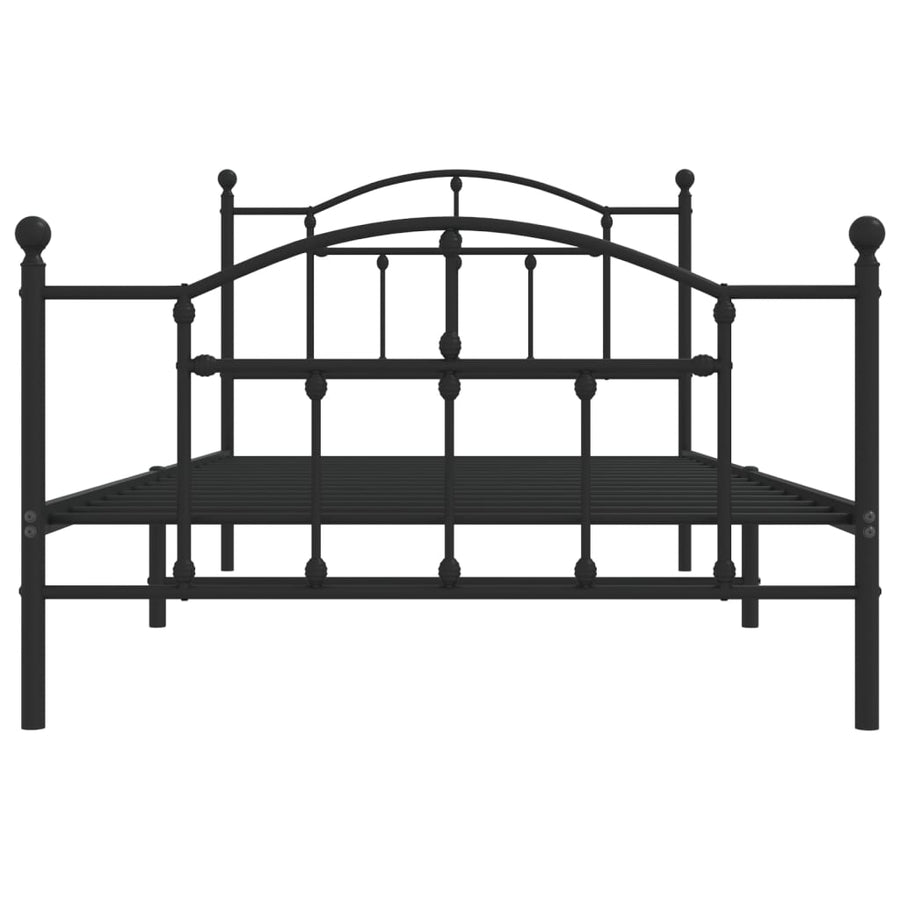 Bedframe Met Hoofd- En Voeteneinde Metaal 107 x 203 cm Zwart met hoofdbord & voetbord