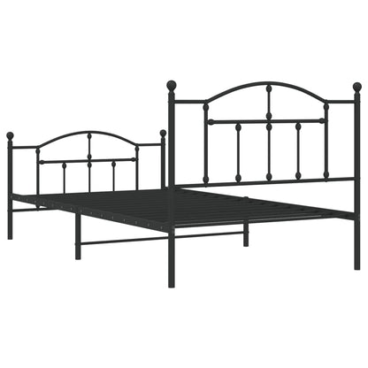 Bedframe Met Hoofd- En Voeteneinde Metaal 107 x 203 cm Zwart met hoofdbord & voetbord